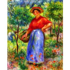 Girl with a Basket, also known as Gabrielle in the Garden Painting Reproduction
