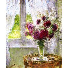 Vase of Flowers by the Window Painting Reproduction
