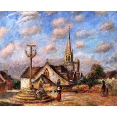The Wayside Cross and Church of Nizon, near Pont-Aven Painting Reproduction