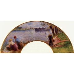 Laundresses on the Banks of the Oise at Pontoise Painting Reproduction