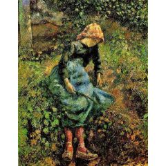 The Shepherdess, also known as Young Peasant Girl with Stick Painting Reproduction