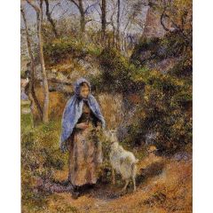 Peasant Woman with a Goat Painting Reproduction