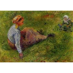 Peasant Sitting with Infant Painting Reproduction