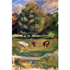 Landscape with Horses Painting Reproduction