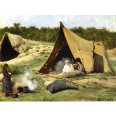Indian Camp Painting Reproduction