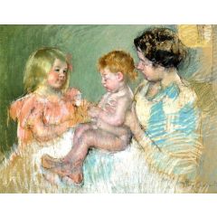 Sara and Her Mother with the Baby Painting Reproduction