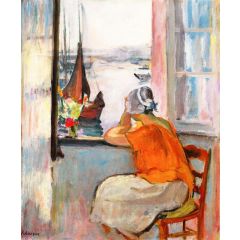 Jeuen femme devant la fenetre ouverte a l’Ile d’Yeu Painting Reproduction