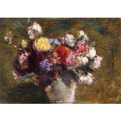 Flowers in a White Porcelain Pot Painting Reproduction