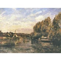 LA Grenouillere at Bougival Painting Reproduction