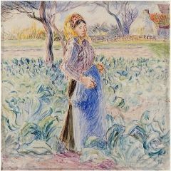 Peasant Woman in a Cabbage Patch Painting Reproduction