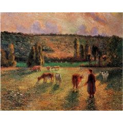 Cowherd at Eragny Painting Reproduction
