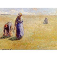 Three Women Cutting Grass Painting Reproduction