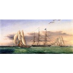 Ships off Castle Garden Painting Reproduction