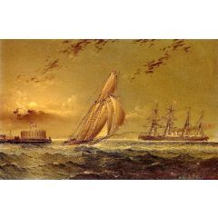 English Steamer off Staten Island Painting Reproduction