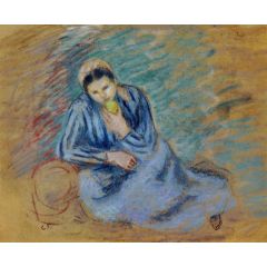 Seated Peasant Woman Crunching an Apple Painting Reproduction