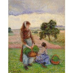 Peasant Woman Carrying a Basket Painting Reproduction