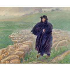 Shepherd in a Downpour Painting Reproduction