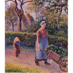 Woman with a Wheelbarrow Painting Reproduction