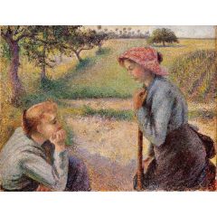 Two Peasant Woman Chatting Painting Reproduction