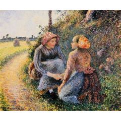 Seated and Kneeling Peasants Painting Reproduction