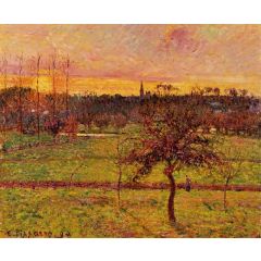 Sunset at Eragny Painting Reproduction