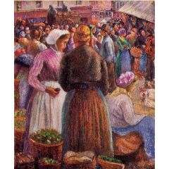 Market at Pontoise Painting Reproduction