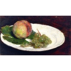 Peach and White Grapes Painting Reproduction