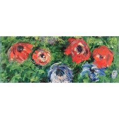 Anemones and Tulips in a Blue Vase Painting Reproduction