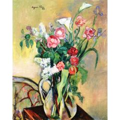 Bouquet of Flowers in a Crystal Vase Painting Reproduction