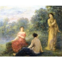 Three Nymphs by a Spring Painting Reproduction