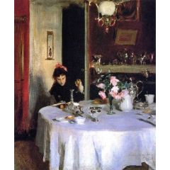 The Breakfast Table, also known as Violet Sargent Painting Reproduction