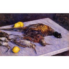 Pheasants and Woodcocks on a Marble Table Painting Reproduction