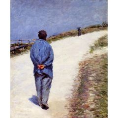 Man in a Smock, also known as Father Magloire on the Road between Saint-Clair and Etretat Painting Reproduction
