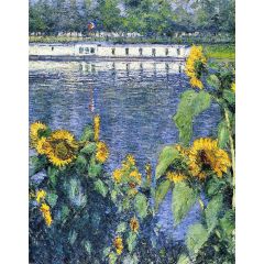 Sunflowers on the Banks of the Seine Painting Reproduction