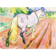 White Horse Seen from the Rear Painting Reproduction