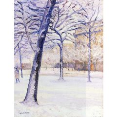Park in the Snow, Paris Painting Reproduction