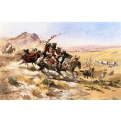 Attack on a Wagon Train Painting Reproduction