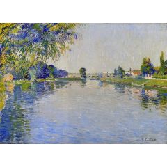 View of the Seine in the Direction of the Pont de Bezons Painting Reproduction
