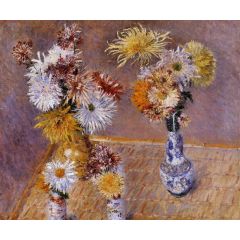 Four Vases of Chrysanthemums Painting Reproduction