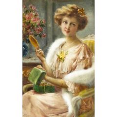 A young lady with a mirror Painting Reproduction