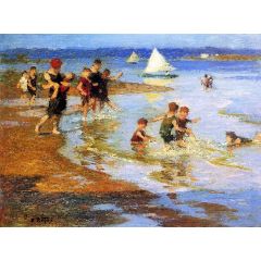 Children at Play on the Beach Painting Reproduction