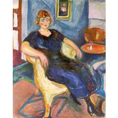 Model in Wicker Chair Painting Reproduction