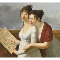 Portrait of two elegantly dressed ladies Painting Reproduction