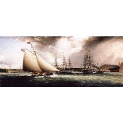 Chapman Dock and Old Brooklyn Navy Yard, East River, New York Painting Reproduction