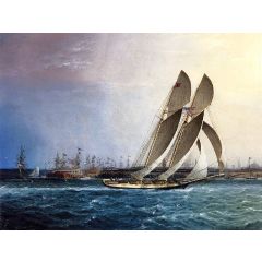 New York Yacht Club ’Comet’ off the Battery Painting Reproduction