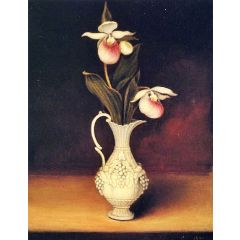 Lady Slippers in a Parian Vase Painting Reproduction