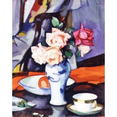 Roses in a Chinese Vase Painting Reproduction