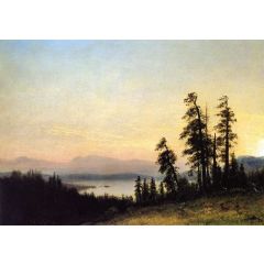 Landscape with Deer, View of Estes Park, Colorado Painting Reproduction