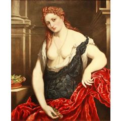 Lady with a Rose Painting Reproduction