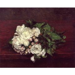 Flowers, White Roses Painting Reproduction